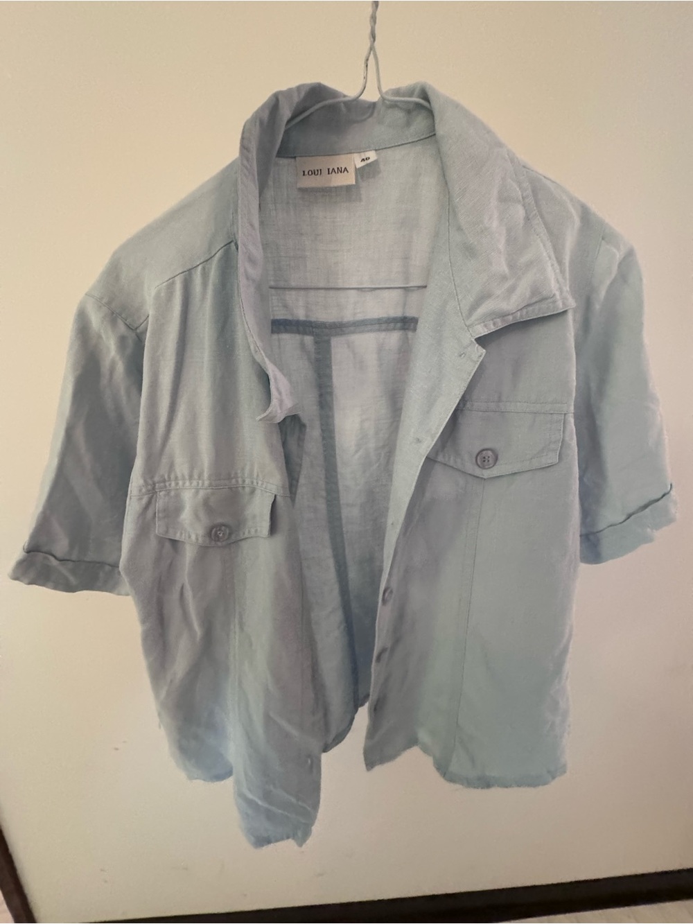 Light Blue Short Sleeve Button Shirt linen